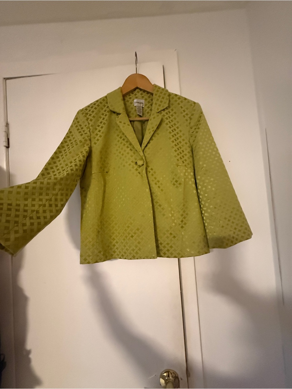 Chico's Lime Green Textured Single-Button Jacket